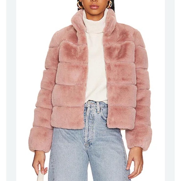 Generation Love Faux Fur Jacket Blush Pink Paneled High Collar Full Zip Cozy - Picture 1 of 7